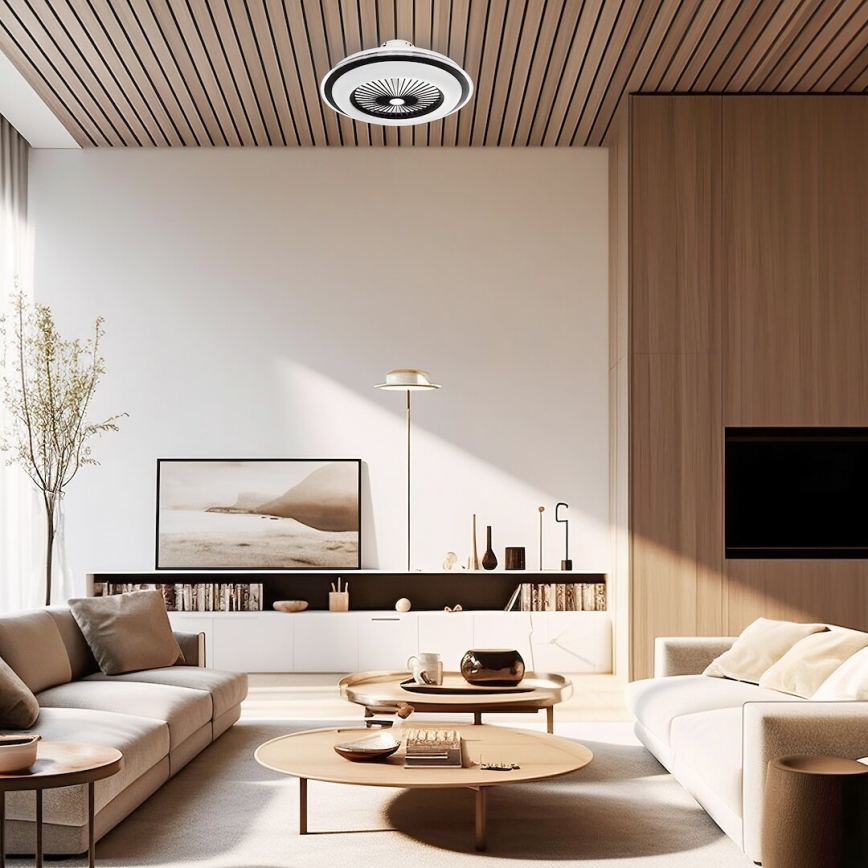 LED Stmívatelné stropní svítidlo s ventilátorem ZEPHYR LED/48W/230V 3000-6000K černá + dálkové ovládání