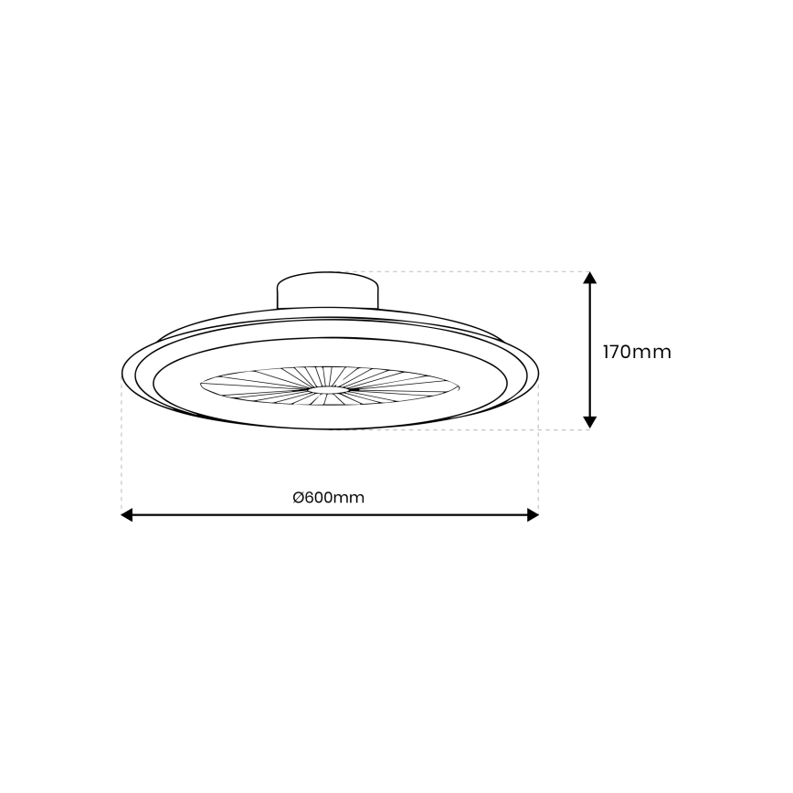 LED Stmívatelné stropní svítidlo s ventilátorem ZEPHYR LED/48W/230V 3000-6000K černá + dálkové ovládání