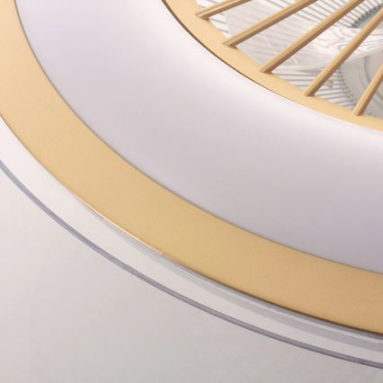 LED Stmívatelné stropní svítidlo s ventilátorem ZEPHYR LED/48W/230V 3000-6000K zlatá + dálkové ovládání