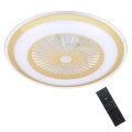 LED Stmívatelné stropní svítidlo s ventilátorem ZONDA LED/48W/230V 3000-6000K zlatá + dálkové ovládání