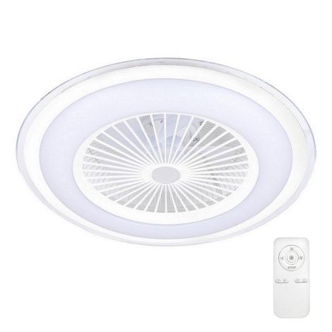 LED Stmívatelné stropní svítidlo s ventilátorem ZONDA LED/65W/230V bílá + dálkové ovládání