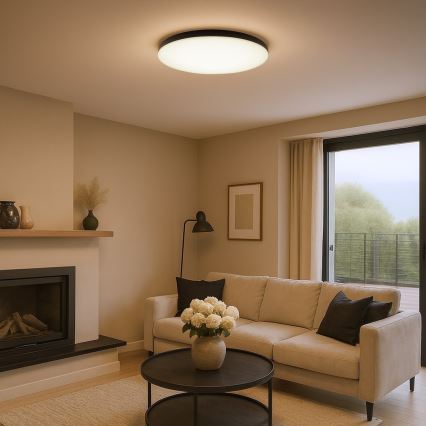 LED Stmívatelné stropní svítidlo SIENA LED/80W/230V 3000-6000K pr. 75 cm černá + dálkové ovládání