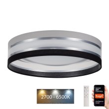 LED Stmívatelné stropní svítidlo SMART CORAL LED/24W/230V Wi-Fi Tuya černá/šedá + dálkové ovládání