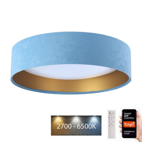 LED Stmívatelné stropní svítidlo SMART GALAXY LED/24W/230V pr. 45 cm 2700-6500K Wi-Fi Tuya modrá/zlatá + dálkové ovládání