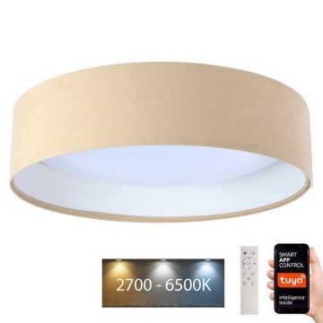 LED Stmívatelné stropní svítidlo SMART GALAXY LED/36W/230V pr. 55 cm 2700-6500K Wi-Fi Tuya béžová/bílá + dálkové ovládání