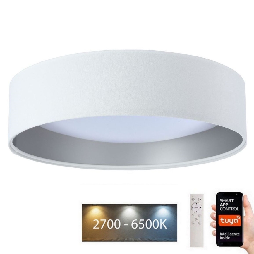 LED Stmívatelné stropní svítidlo SMART GALAXY LED/36W/230V pr. 55 cm 2700-6500K Wi-Fi Tuya bílá/stříbrná + dálkové ovládání