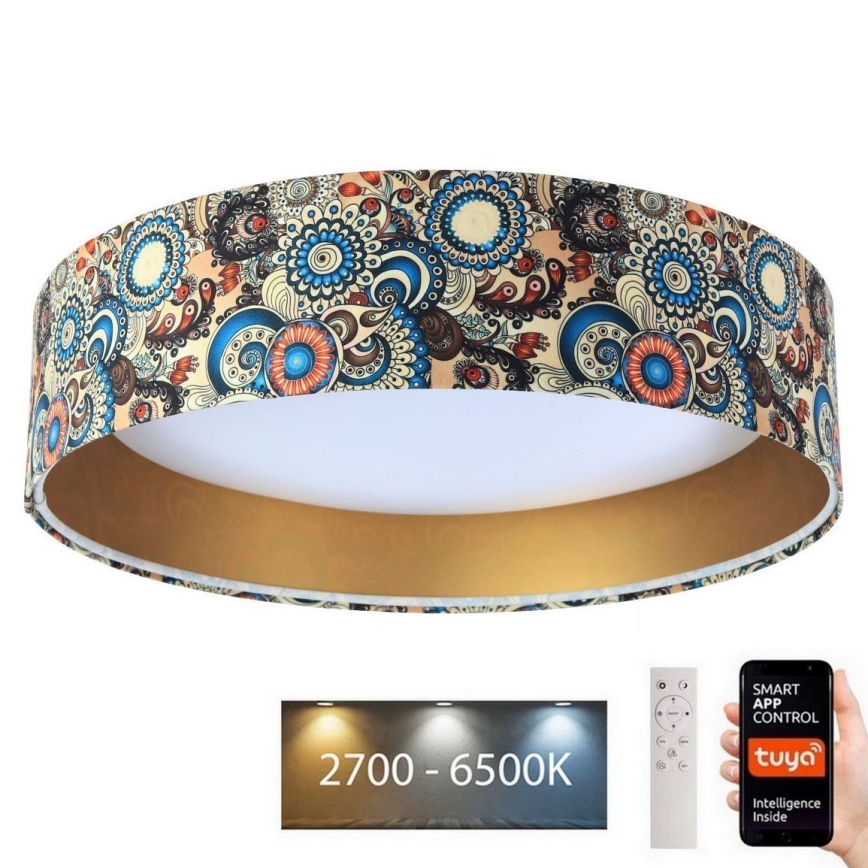 LED Stmívatelné stropní svítidlo SMART GALAXY LED/36W/230V pr. 55 cm 2700-6500K Wi-Fi Tuya pestrobarevná/zlatá+ dálkové ovládání