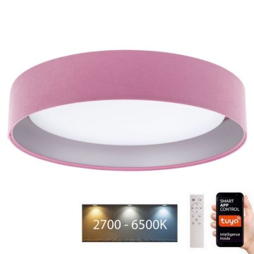 LED Stmívatelné stropní svítidlo SMART GALAXY LED/36W/230V pr. 55 cm 2700-6500K Wi-Fi Tuya růžová/stříbrná + dálkové ovládání