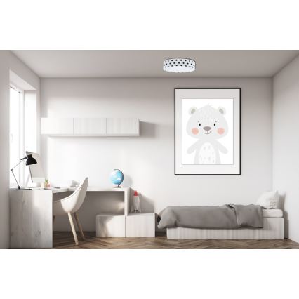 LED Stmívatelné dětské stropní svítidlo SMART GALAXY KIDS LED/24W/230V 3000-6500K puntíky bílá/černá + dálkové ovládání