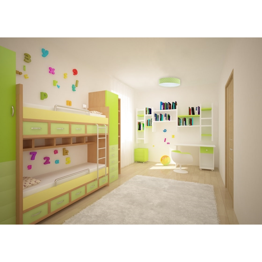 LED Stmívatelné dětské stropní svítidlo SMART GALAXY KIDS LED/24W/230V 3000-6500K puntíky zelená/bílá + dálkové ovládání