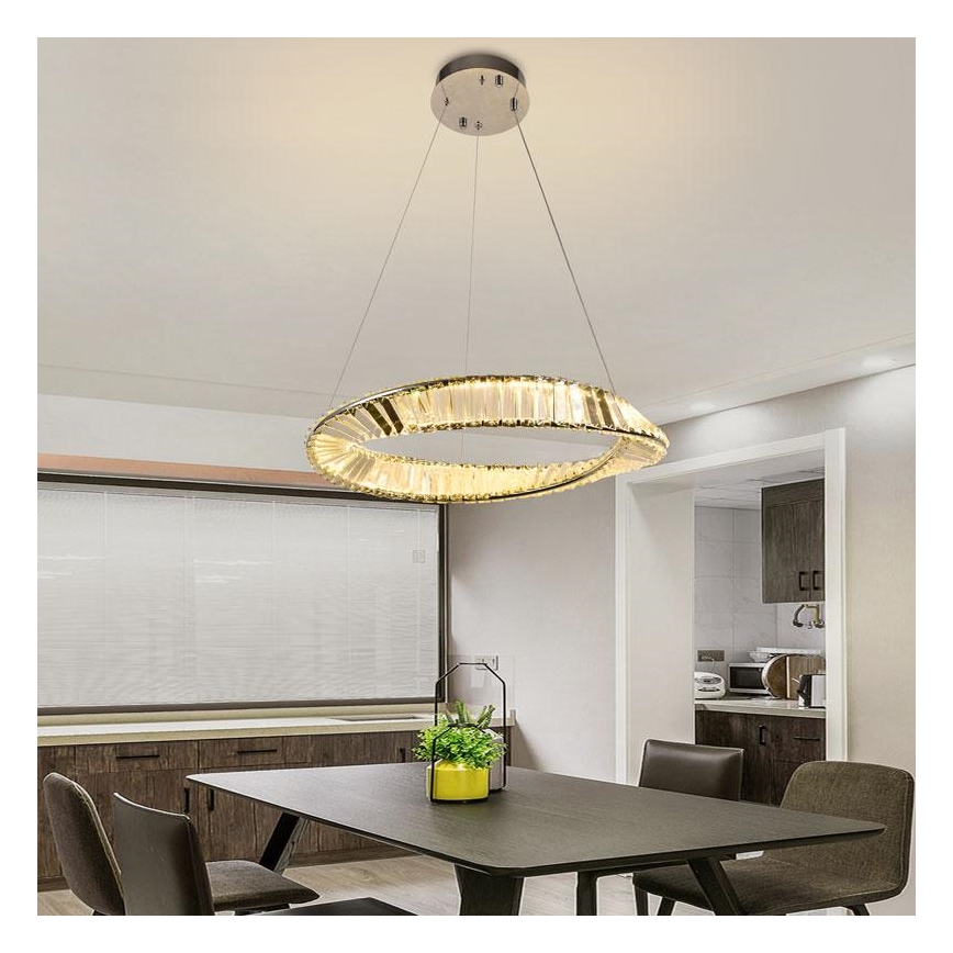LED Stmívatelný křišťálový lustr na lanku LED/40W/230V 3000-6500K + dálkové ovládání