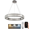 LED Stmívatelný křišťálový lustr na lanku LED/50W/230V 3000-6500K lesklý chrom + dálkové ovládání