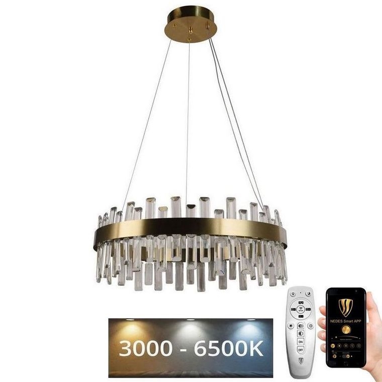 LED Stmívatelný křišťálový lustr na lanku LED/80W/230V 3000-6500K + dálkové ovládání