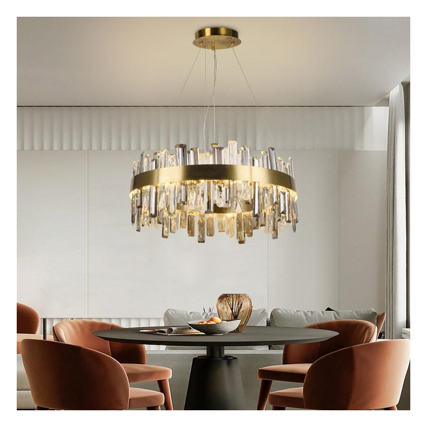 LED Stmívatelný křišťálový lustr na lanku LED/80W/230V 3000-6500K + dálkové ovládání