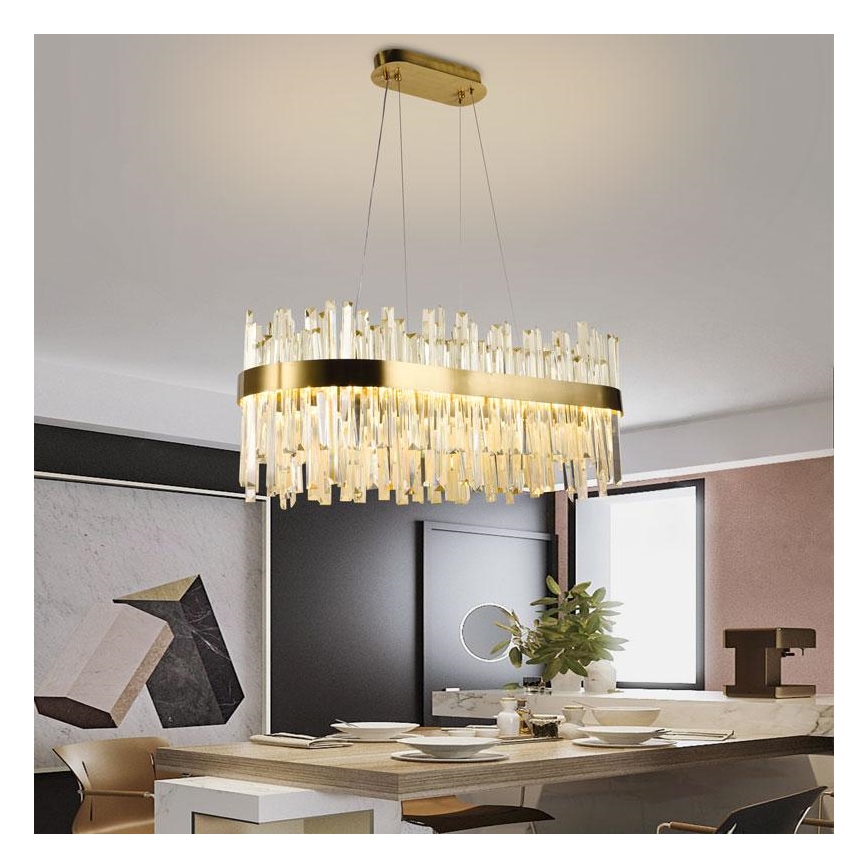 LED Stmívatelný křišťálový lustr na lanku LED/90W/230V 3000-6500K + dálkové ovládání