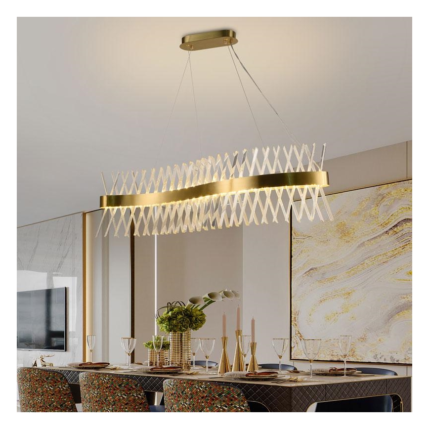 LED Stmívatelný křišťálový lustr na lanku LED/95W/230V 3000-6500K + dálkové ovládání