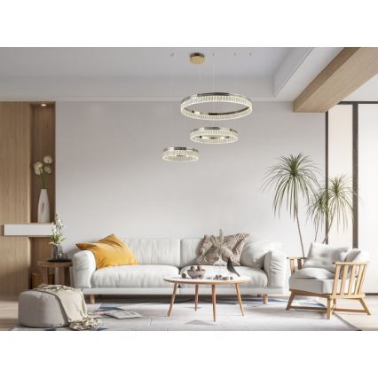 LED Stmívatelný křišťálový lustr na lanku THALIA LED/120W/230V 3000-6000K + dálkové ovládání