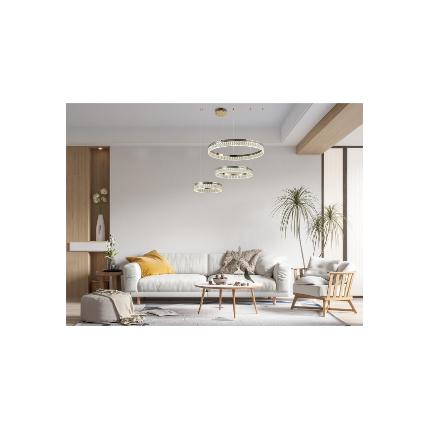 LED Stmívatelný křišťálový lustr na lanku THALIA LED/120W/230V 3000-6000K + dálkové ovládání