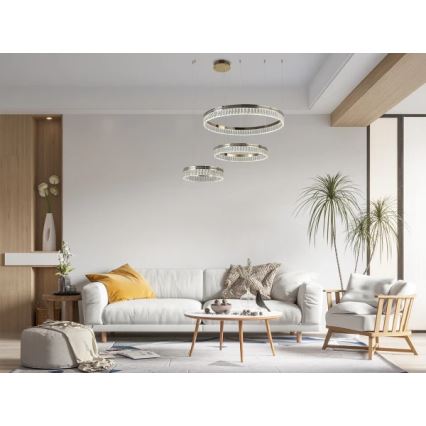LED Stmívatelný křišťálový lustr na lanku THALIA LED/120W/230V 3000-6000K + dálkové ovládání