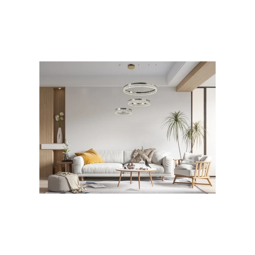 LED Stmívatelný křišťálový lustr na lanku THALIA LED/120W/230V 3000-6000K + dálkové ovládání