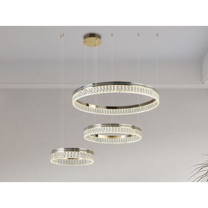 LED Stmívatelný křišťálový lustr na lanku THALIA LED/120W/230V 3000-6000K + dálkové ovládání