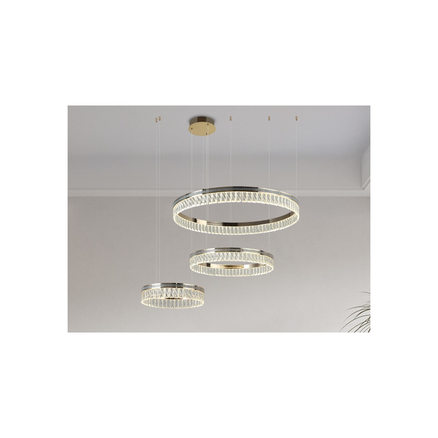 LED Stmívatelný křišťálový lustr na lanku THALIA LED/120W/230V 3000-6000K + dálkové ovládání
