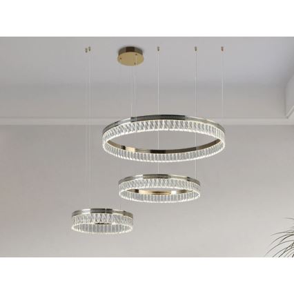 LED Stmívatelný křišťálový lustr na lanku THALIA LED/120W/230V 3000-6000K + dálkové ovládání