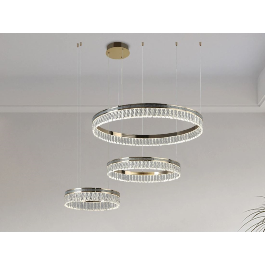 LED Stmívatelný křišťálový lustr na lanku THALIA LED/120W/230V 3000-6000K + dálkové ovládání