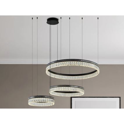 LED Stmívatelný křišťálový lustr na lanku THALIA LED/120W/230V 3000-6000K + dálkové ovládání