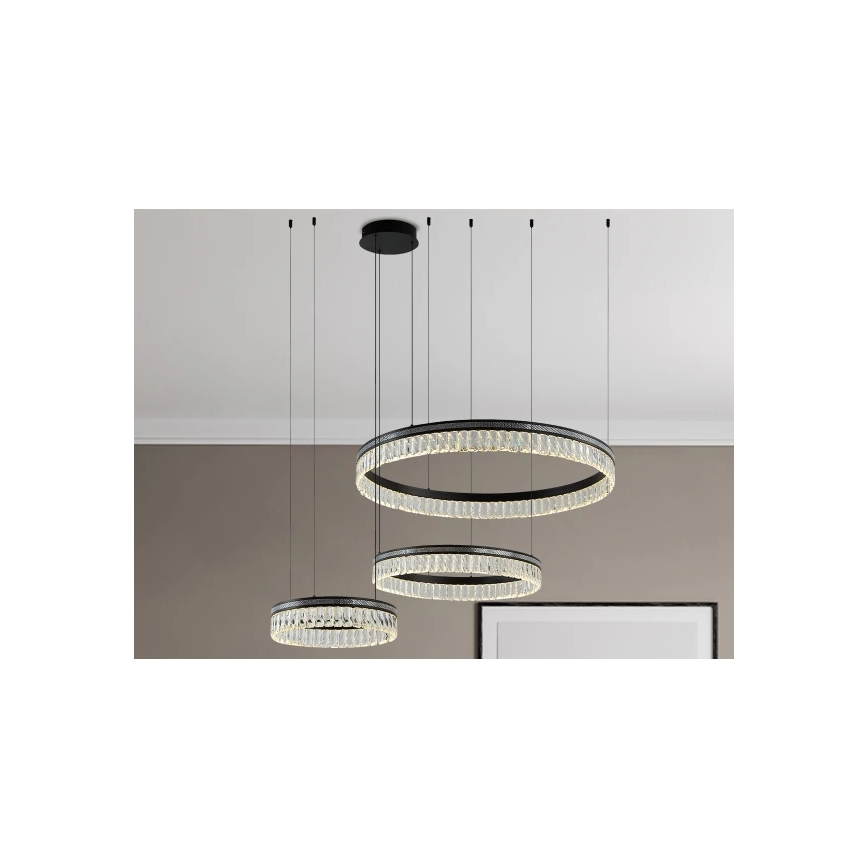 LED Stmívatelný křišťálový lustr na lanku THALIA LED/120W/230V 3000-6000K + dálkové ovládání