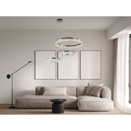 LED Stmívatelný křišťálový lustr na lanku THALIA LED/120W/230V 3000-6000K + dálkové ovládání