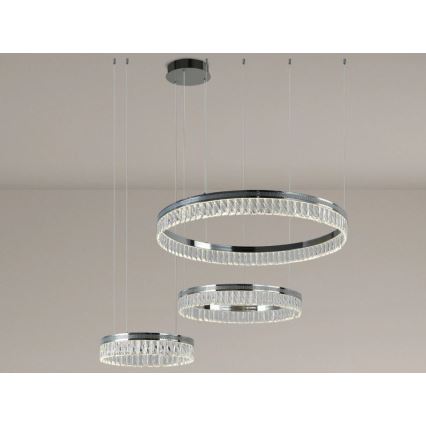 LED Stmívatelný křišťálový lustr na lanku THALIA LED/120W/230V 3000-6000K + dálkové ovládání