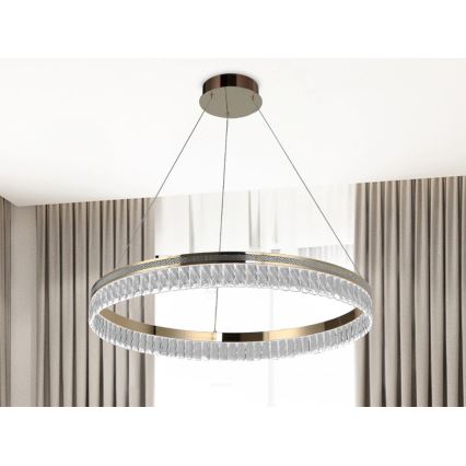 LED Stmívatelný křišťálový lustr na lanku THALIA LED/55W/230V 3000-6000K pr. 80 cm + dálkové ovládání