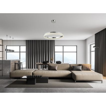 LED Stmívatelný křišťálový lustr na lanku THALIA LED/55W/230V 3000-6000K pr. 80 cm + dálkové ovládání