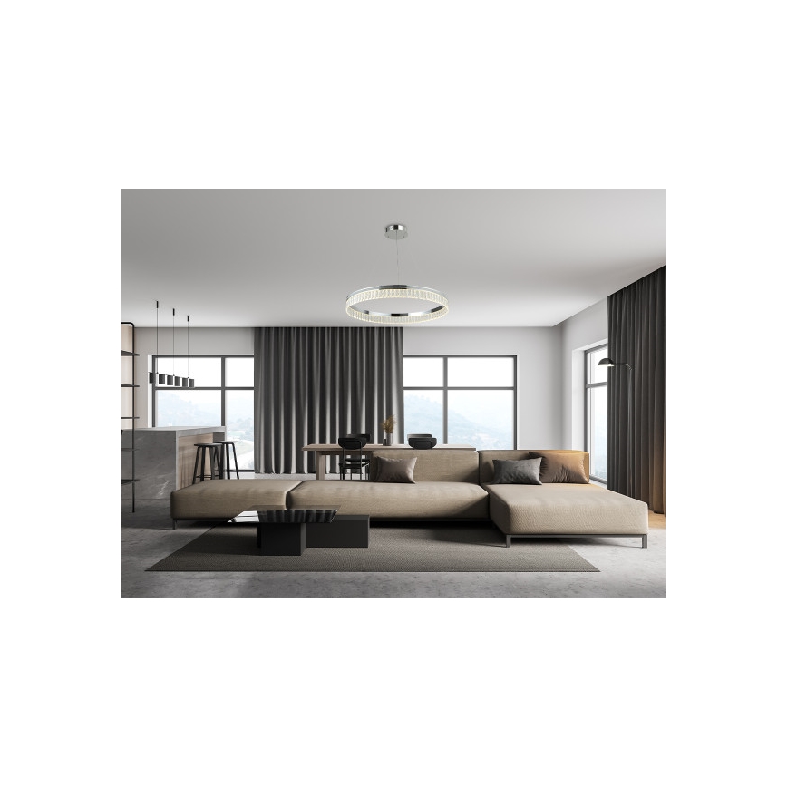 LED Stmívatelný křišťálový lustr na lanku THALIA LED/55W/230V 3000-6000K pr. 80 cm + dálkové ovládání