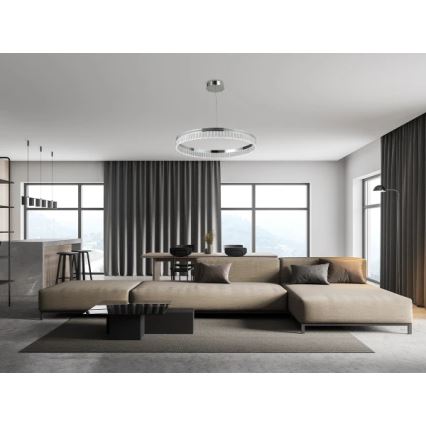 LED Stmívatelný křišťálový lustr na lanku THALIA LED/55W/230V 3000-6000K pr. 80 cm + dálkové ovládání