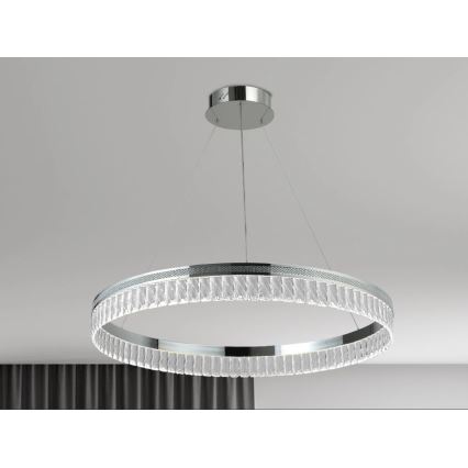 LED Stmívatelný křišťálový lustr na lanku THALIA LED/55W/230V 3000-6000K pr. 80 cm + dálkové ovládání