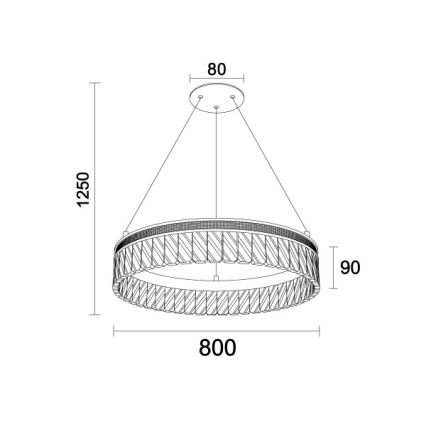 LED Stmívatelný křišťálový lustr na lanku THALIA LED/55W/230V 3000-6000K pr. 80 cm + dálkové ovládání