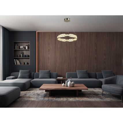 LED Stmívatelný křišťálový lustr na lanku ENRIQUE LED/40W//230V 3000-6000K pr. 60 cm + dálkové ovládání