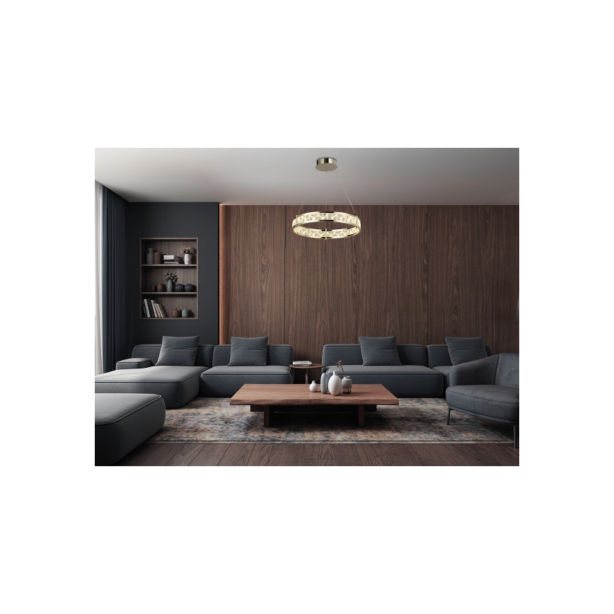 LED Stmívatelný křišťálový lustr na lanku ENRIQUE LED/40W//230V 3000-6000K pr. 60 cm + dálkové ovládání