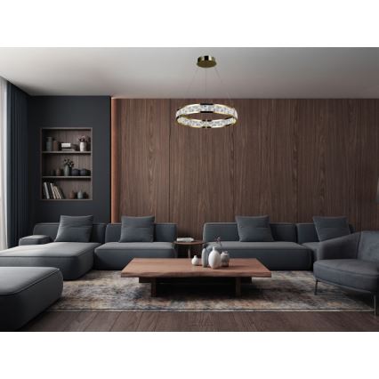 LED Stmívatelný křišťálový lustr na lanku ENRIQUE LED/40W//230V 3000-6000K pr. 60 cm + dálkové ovládání