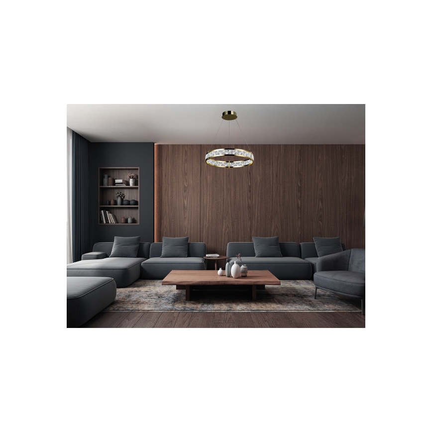 LED Stmívatelný křišťálový lustr na lanku ENRIQUE LED/40W//230V 3000-6000K pr. 60 cm + dálkové ovládání