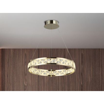 LED Stmívatelný křišťálový lustr na lanku ENRIQUE LED/40W//230V 3000-6000K pr. 60 cm + dálkové ovládání