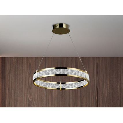 LED Stmívatelný křišťálový lustr na lanku ENRIQUE LED/40W//230V 3000-6000K pr. 60 cm + dálkové ovládání