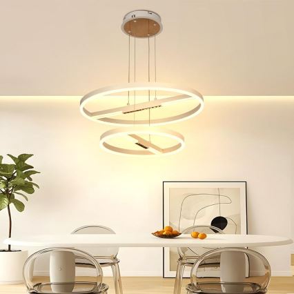 LED Stmívatelný lustr na lanku LED/100W/230V 3000-6500K pr. 60 cm + dálkové ovládání