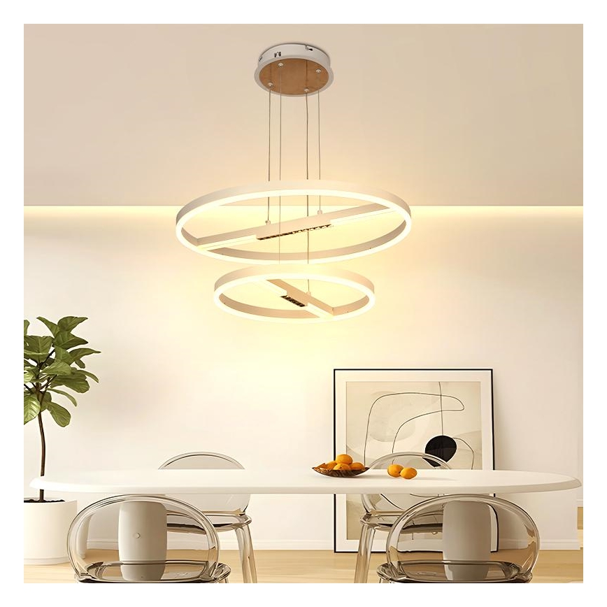 LED Stmívatelný lustr na lanku LED/100W/230V 3000-6500K pr. 60 cm + dálkové ovládání