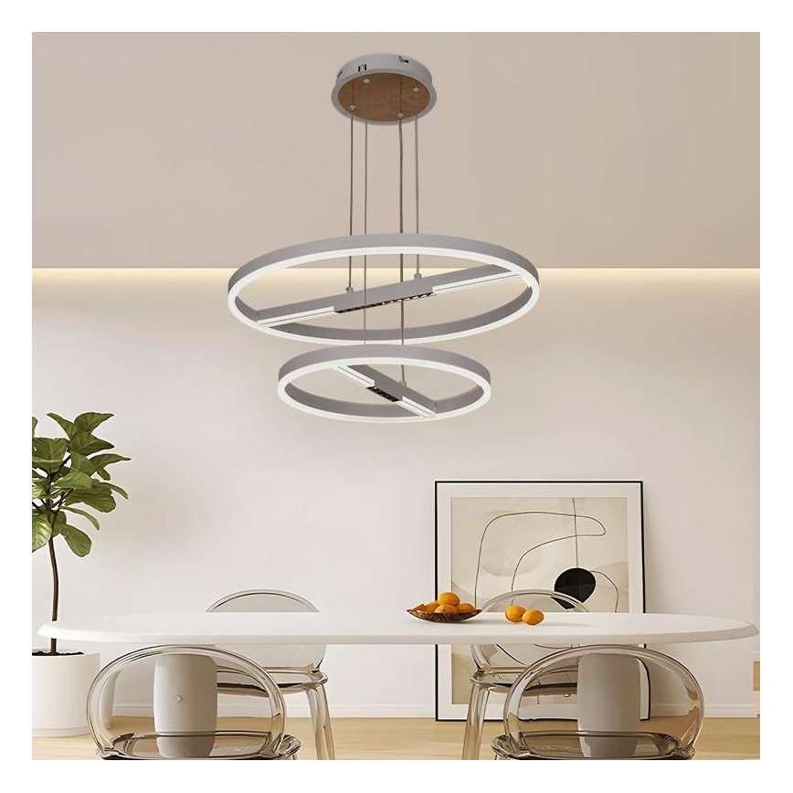 LED Stmívatelný lustr na lanku LED/100W/230V 3000-6500K pr. 60 cm + dálkové ovládání