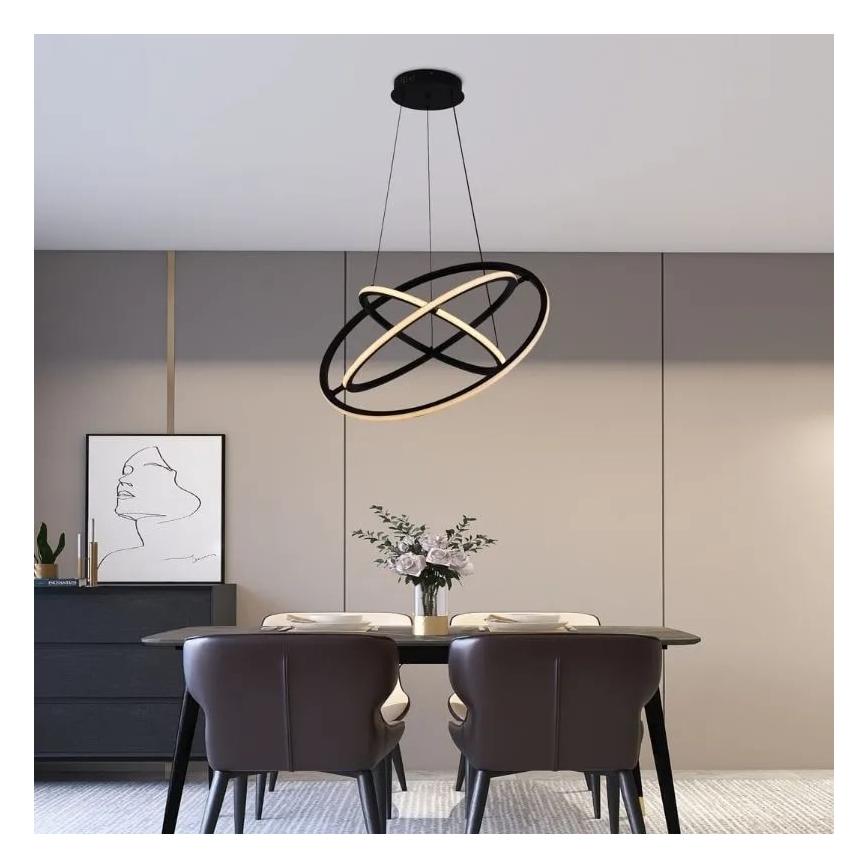 LED Stmívatelný lustr na lanku LED/105W/230V 3000-6500K pr. 60 cm + dálkové ovládání