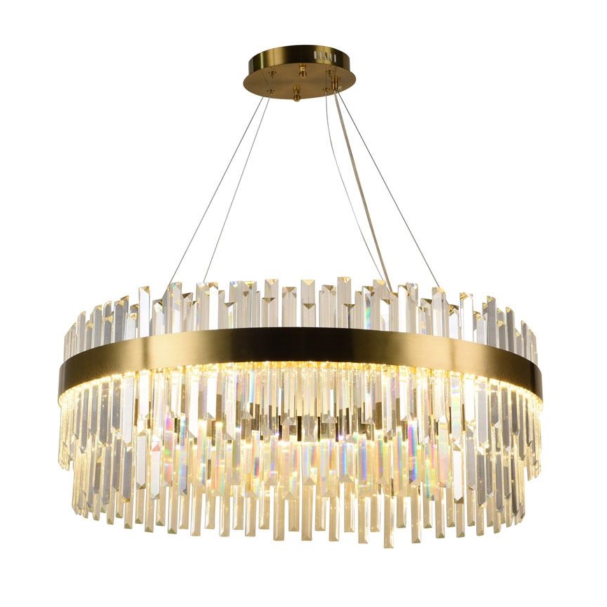 LED Stmívatelný křišťálový lustr na lanku LED/110W/230V 3000-6500K zlatá + dálkové ovládání