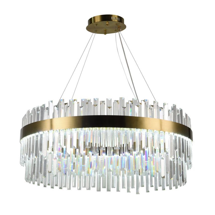 LED Stmívatelný křišťálový lustr na lanku LED/110W/230V 3000-6500K zlatá + dálkové ovládání